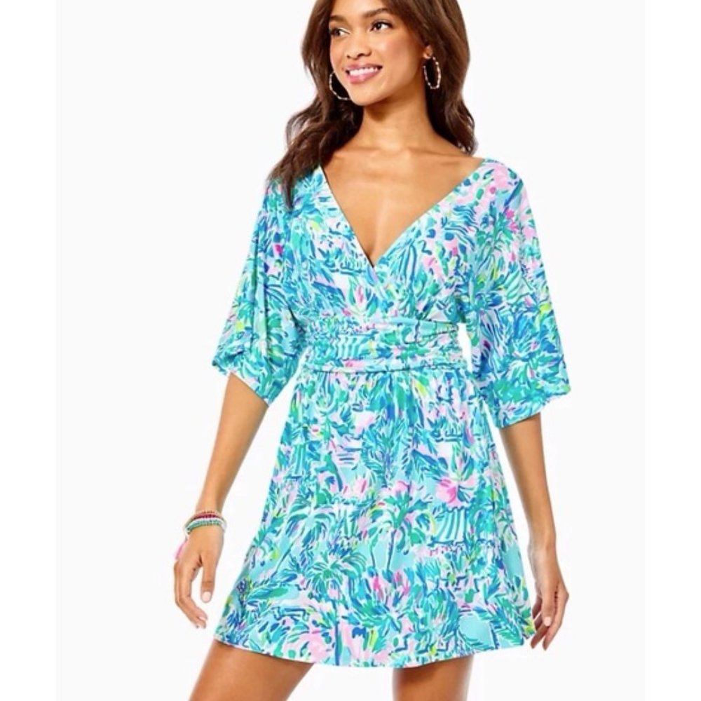 Lilly Pulitzer Parigi Skort Romper Ibiza Blue Cabana Cocktail Size M